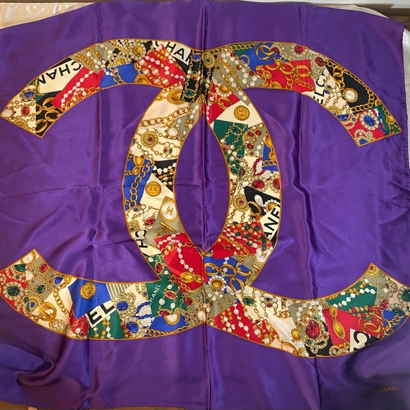 Authentic 💯 Purple Chanel Scarf - Picture 1 of 4